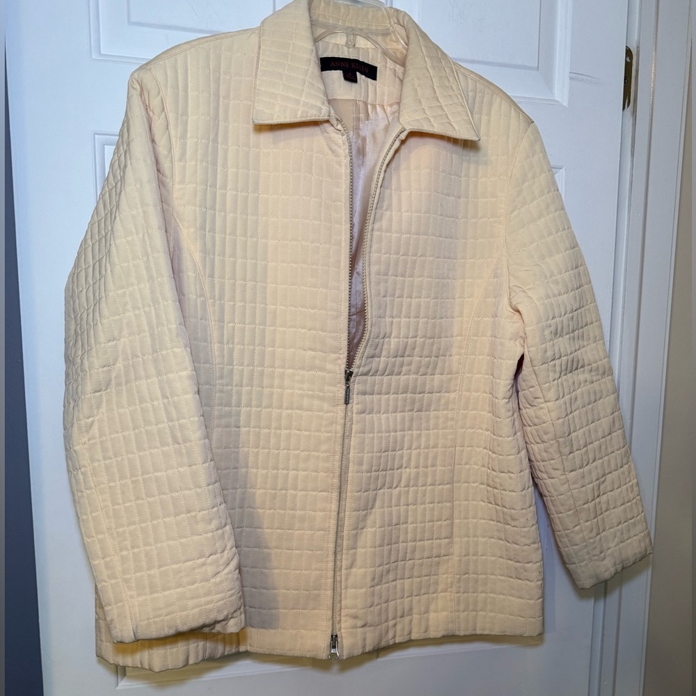 Anne Klein Butter Yellow Quilted Zip Jacket XL Spring! Classic Colorful